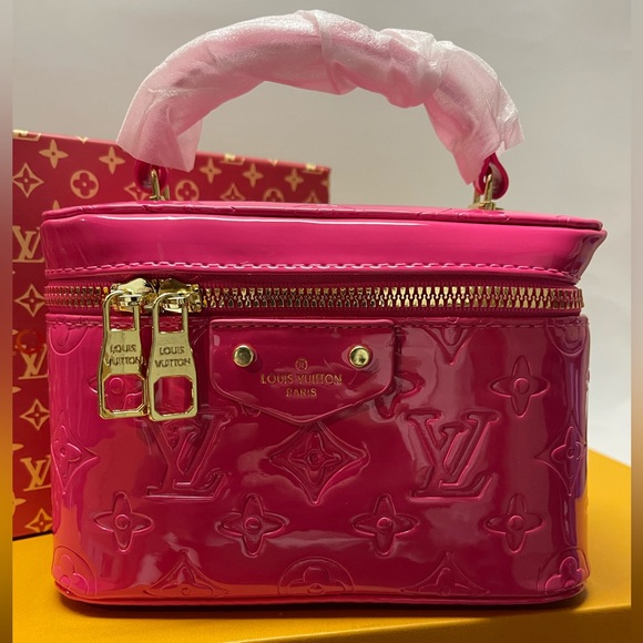 Fuchsia Patent Leather Vanity Case - Picture 1 of 6